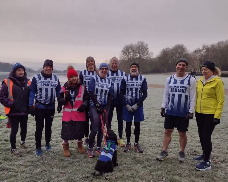 Some of the Spartans at the start of the Stevenage parkrun Sat 4 Jan 2025 by FVS (1)