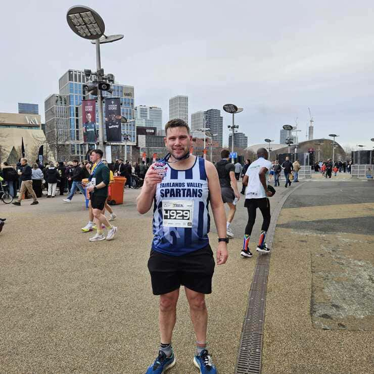 Danny Scanlon FVS and medal after the Olympic Park half marathon (1)