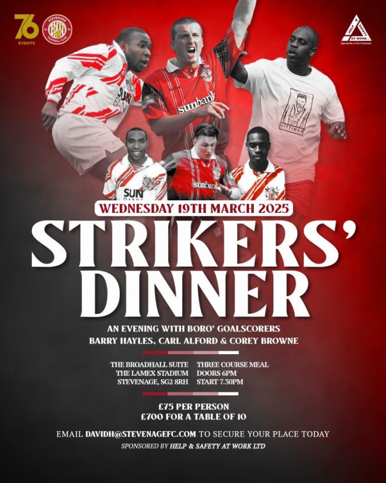 STRIKERS Dinner Stevenage Football Club