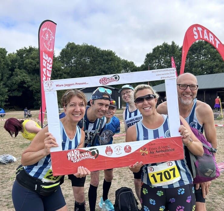 Some of the Spartans inc Alison Shelley Robert Wright Callie Chapman 1707 and Paul Shelley at the Ware 10s Festival of Running races (1)